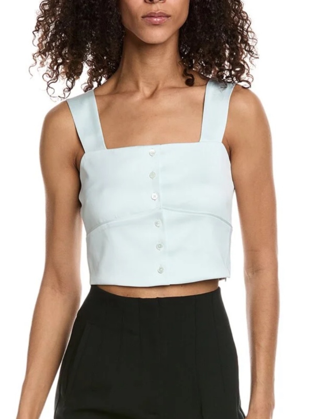 The Kooples Pale Green Satin Crop Top